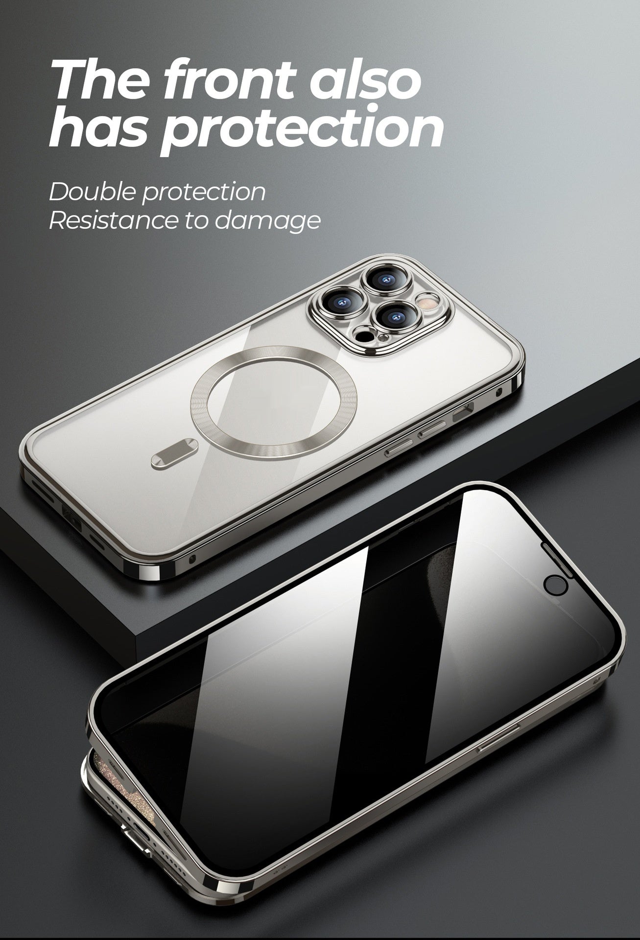 Anti-Privacy Metal Buckle Magnetic Support Wireless Charging Double-Sided Lens Full Cover Phone Case Protective Cover